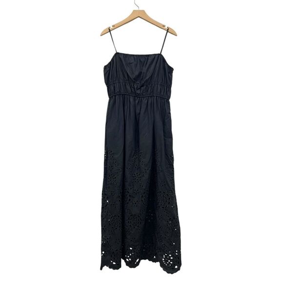 Madewell Embroidered Tank Midi Dress in Black Poplin NS131 size 14 NWT - Picture 8 of 8